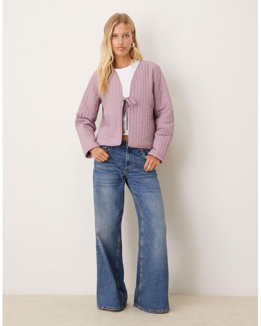Vila Purple Tie Front Quilted Jacket