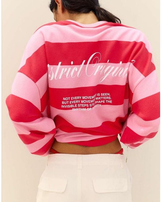 Pull&Bear Red Oversize Striped Sweatshirt