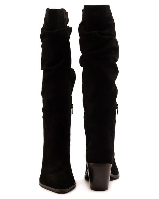 OFF THE HOOK Black Muswell Leather Slouchy Knee-High Block Heel Boots