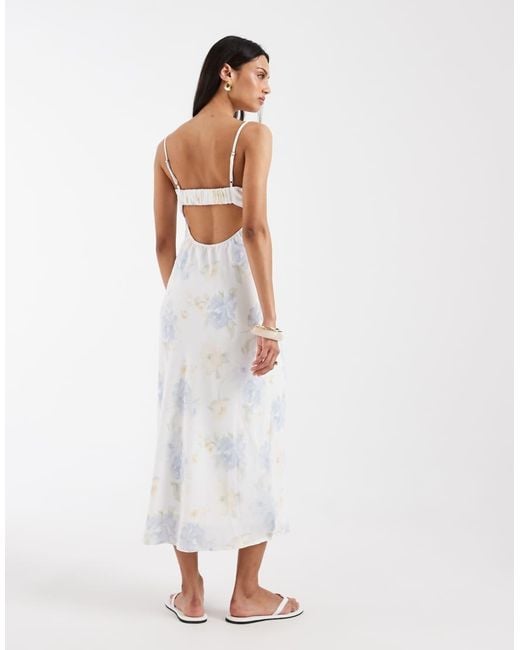 Hollister White Twist Bust Slip Midi Dress
