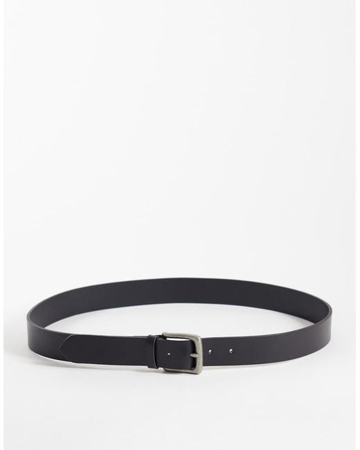 Jack & Jones Black Square Buckle Leather Belt for men