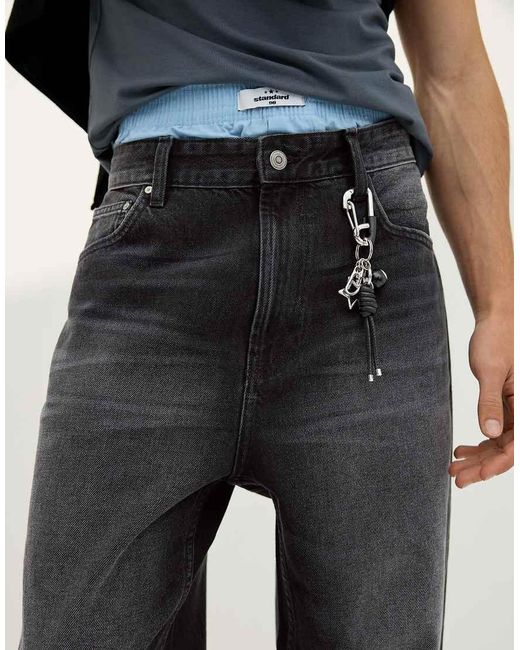 Bershka Black Loose Jeans for men