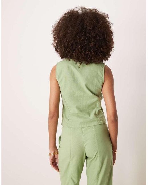 Motel Green Ganita Linen Top Co-Ord