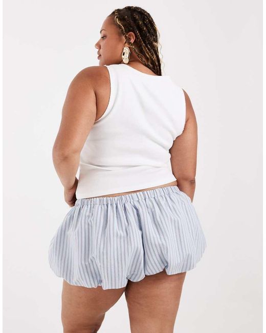 ASOS White Curve Bubble Hem Shorts