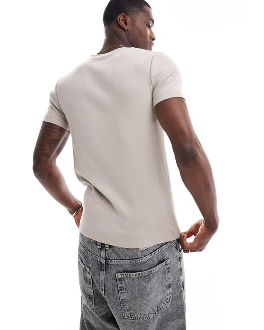 ASOS Gray Muscle Fit Rib T-shirt for men