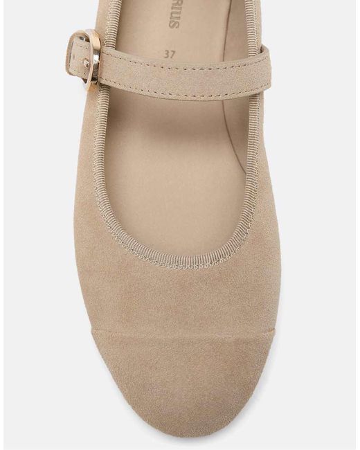 Stradivarius Natural Leather Toecap Ballerina Flats