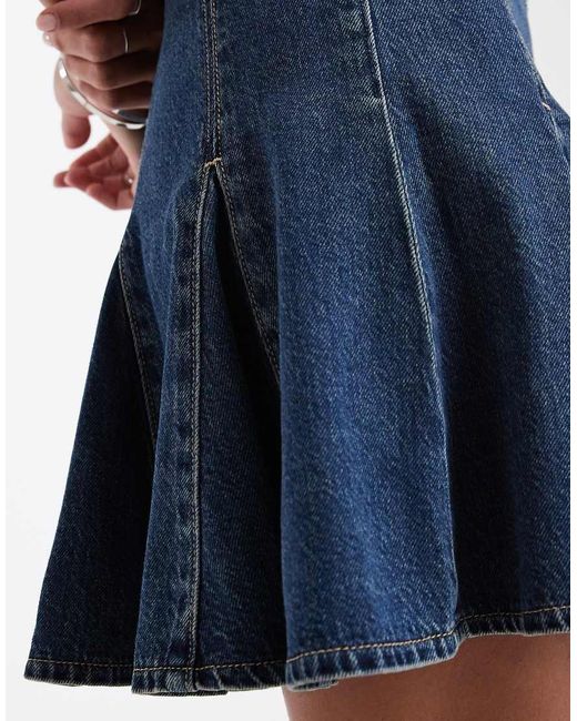 Levi's Blue Godet Pleated Denim Mini Skirt
