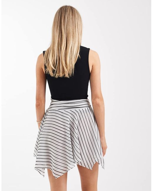 ASOS White Ruched Waistband Layered Chiffon Mini Skirt