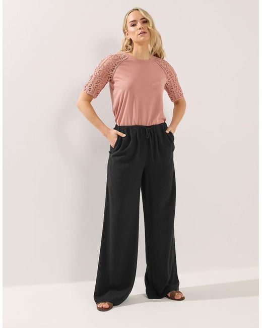 Long Tall Sally Black Wide Leg Linen Trousers