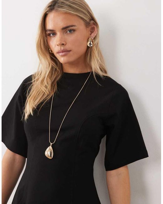 ASOS Black Asos Design Petite Cinched Seam Detail Mini Dress