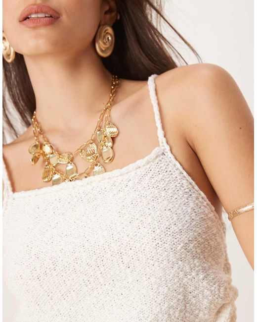 Top Color Crema De Tirantes Con Detalle Fruncido De Punto Flameado De (Parte De Un Conjunto)-Neutro ASOS de color White