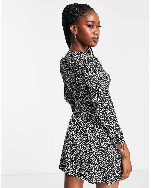 Nobody's Child Gray Tie Sleeve Mini Tea Dress