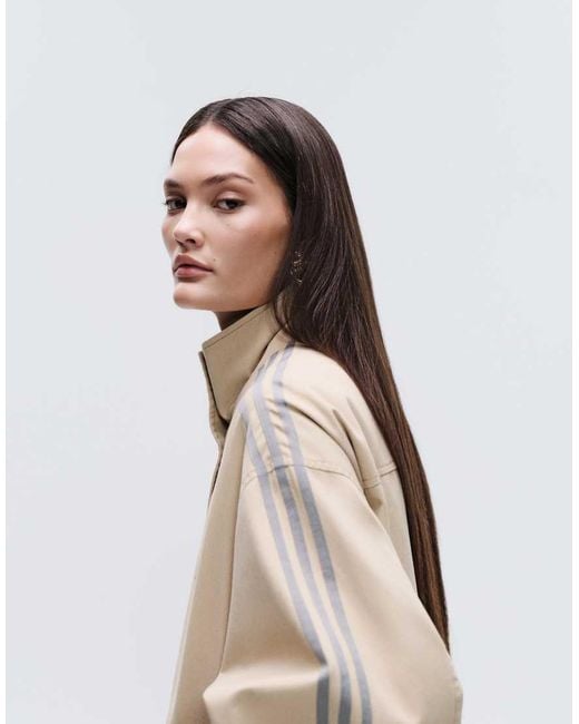 adidas Originals x ASOS Natural Oversized Track Jacket With Funnel Neck
