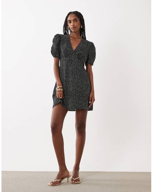 Vila Black Polka Dot Woven Mini Dress