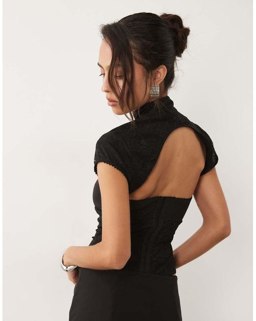 Top Bolero Corsé De Encaje De Conjunto I.AM.GIA de color Black