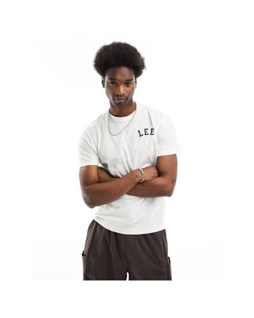 Camiseta color holgada con logo curvado en el pecho Lee Jeans de hombre de color White