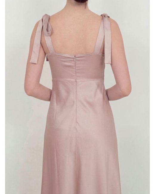Maya Pink Tie-Shoulder Satin Maxi Dress