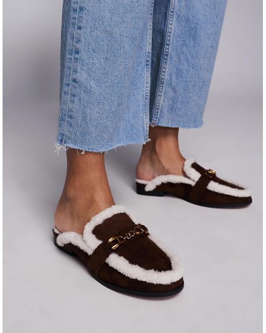 River Island Blue Cosy Backless Mules