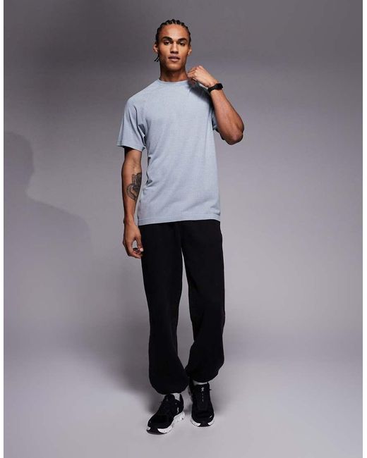 4505 Blue Seamless Lightweight Mesh Quick Dry Relaxed Running T-Shirt for men