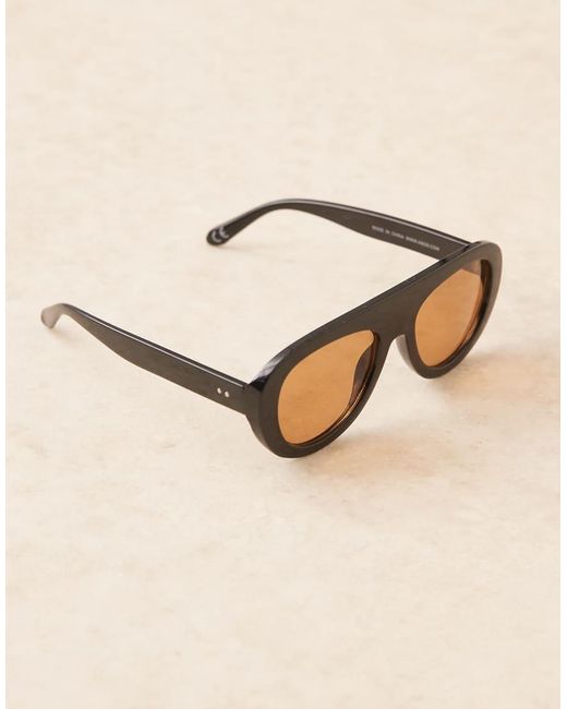 Gafas De Sol Negras Gruesas De Estilo Aviador Con Lentes Marrones De ASOS de hombre de color Brown