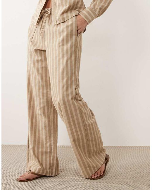 Missy Empire Natural Tie Waist Wide Leg Pants