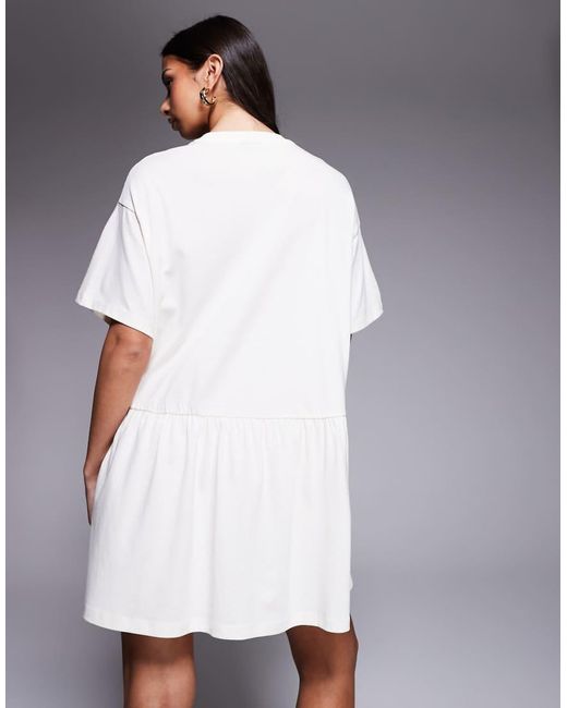 ASOS Gray Short Sleeve Dropped Waist Peplum T-shirt Mini Dress