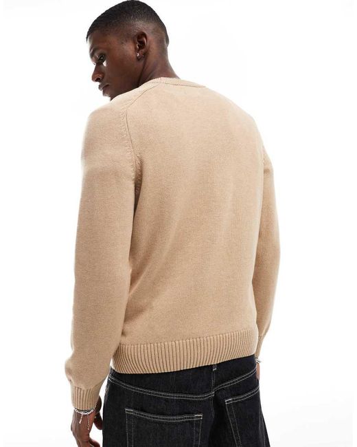 Gant Natural Casual Cotton Knit Jumper With Logo for men