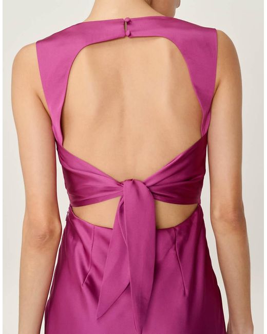 OMNES Pink Dresses Nova Satin Midi Dress With Open Back