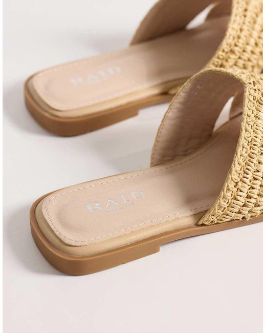 Raid Wide Fit Natural Coraline Flat Slide Sandals