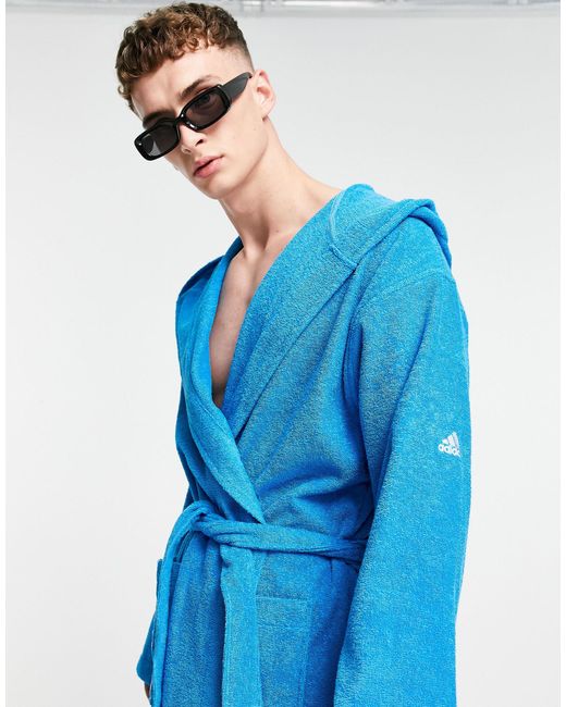 adidas Originals Adidas Sportswear Bathrobe With Three Stripes in Blue for  Men | Lyst Australia