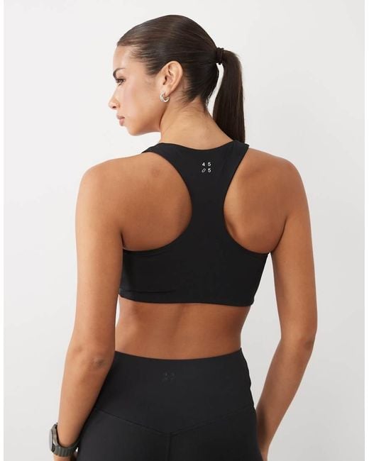 4505 Black Active V-neck Racer Back Medium Support Sports Bra