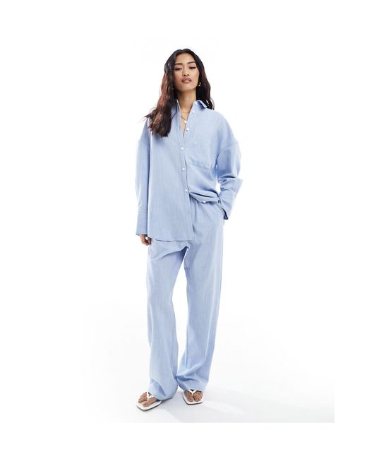 4th & Reckless Blue Linen Look Shirt Co-ord