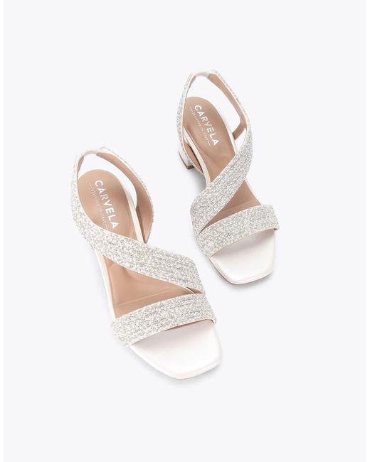 Carvela Kurt Geiger White Gala Block Jewel 60 Casual Heeled Sandals