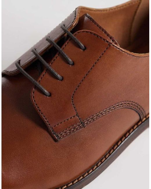 ASOS Brown Lace Up Derby Shoe With Natural Sole for men