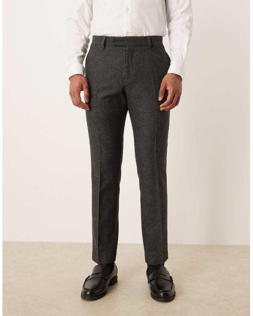 ASOS Natural Slim Suit Trouser With Wool for men