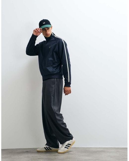 Fred Perry Blue Two Tone Mesh Tape Track Jacket for men