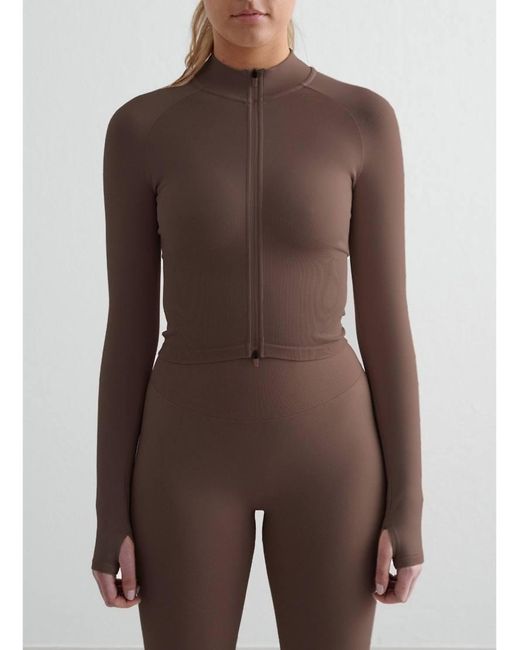Aim'n Brown Macchiato Shape Seamless Zip Jacket