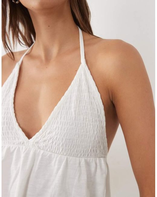 Mango White Teen Halterneck Babydoll Top