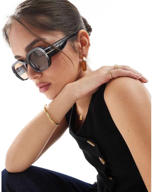 Gafas De Sol Grandes Negras Con Montura Redondeada Y Lentes Marrones De A.J. Morgan de color Black