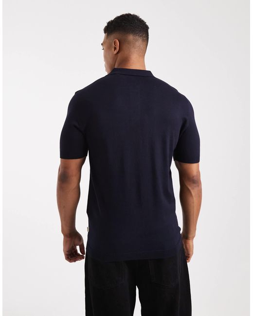Only & Sons Blue Knitted Polo for men