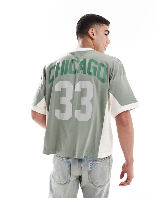 T-shirt oversize coupe carrée à épaules tombantes avec imprimés style sport et empiècements effet coupé-cousu ASOS pour homme en coloris Gray