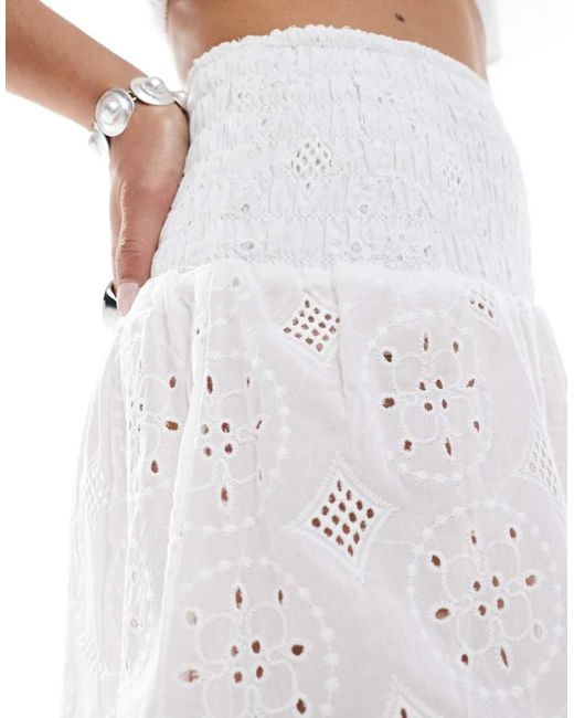 Minifalda Playera Blanca Con Bordado Inglés Exclusiva De Esmee esmé studios de color White