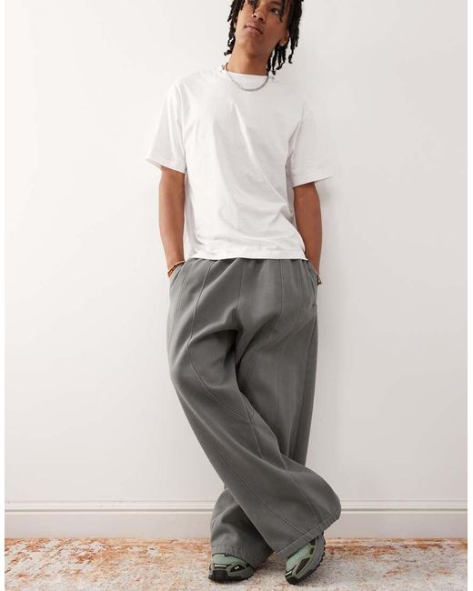 Weekday Oversized Joggingbroek Met Wijde Pijpen En Zichtbare Naad in het Gray voor heren