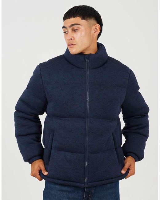Brave Soul Blue Knitted Padded Jacket for men