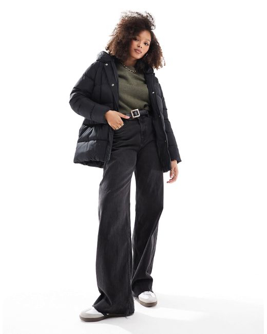 Threadbare Blue Mid Length Puffer Jacket