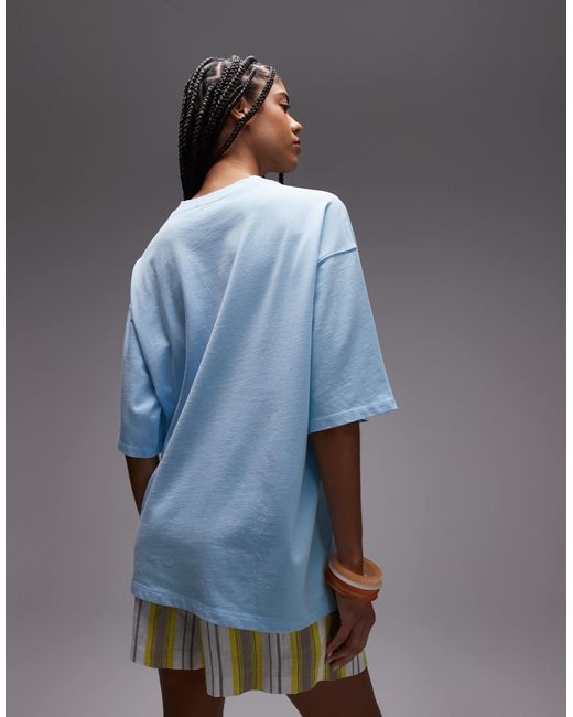 T-shirt oversize à imprimé graphique - clair TOPSHOP en coloris Blue