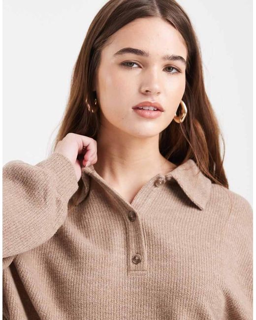 Miss Selfridge Natural Brushed Collar Sweat Co Ord