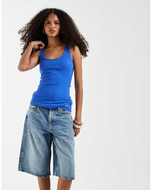 Hollister Blue Scoop Neck Tank Top