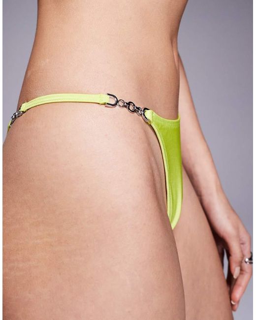 ASOS Green Nicole San Andreas Tanga Bikini Bottom With 90S Micro Trim