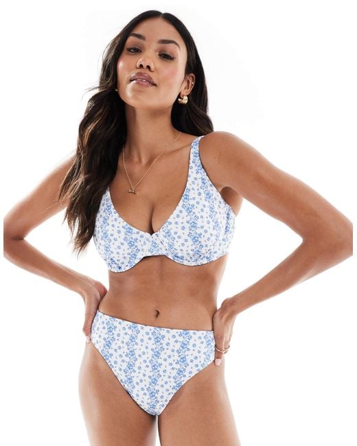 Hollister Blue Curvy Underwire Bikini Top Co-ord